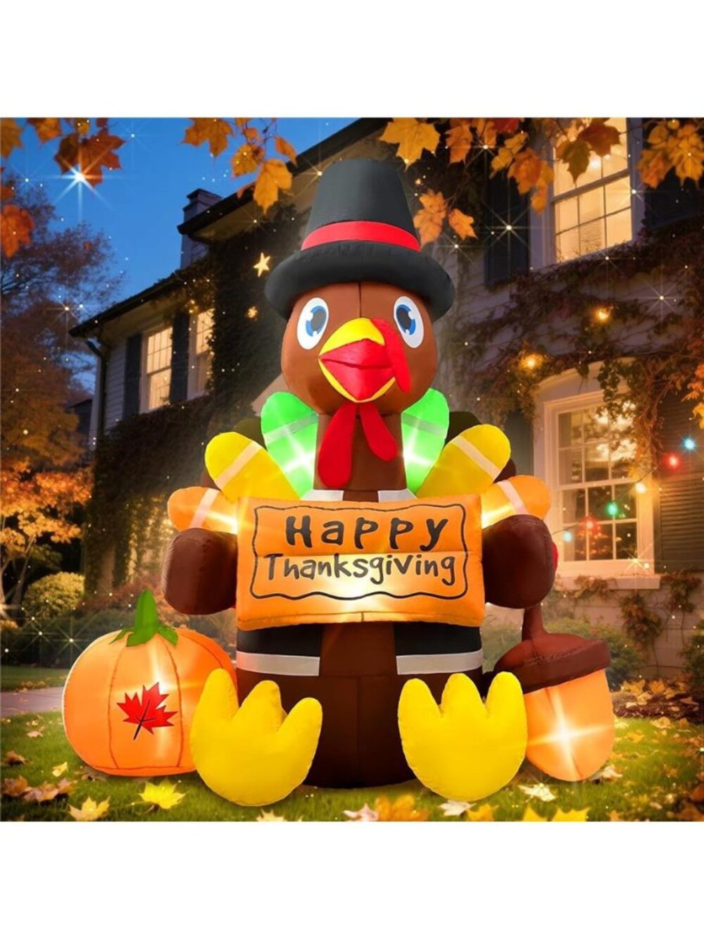 Inflatable Turkey Thanksgiving Decorations Outdoor 6FT Giant Blow up Yard Décor